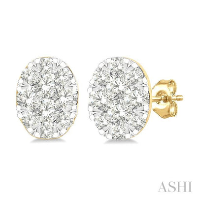 Oval Shape Lovebright Petite Diamond Stud Earrings