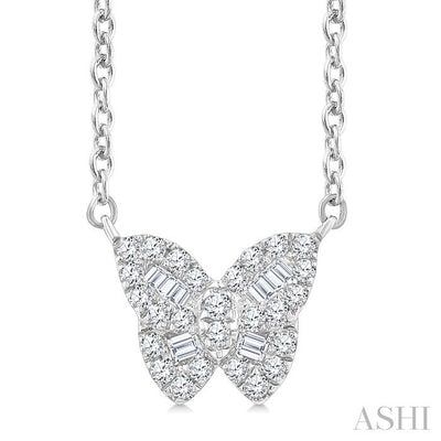Butterfly Petite Baguette Diamond Fashion Pendant