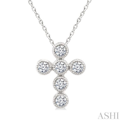 Cross Bezel Set Petite Diamond Fashion Pendant