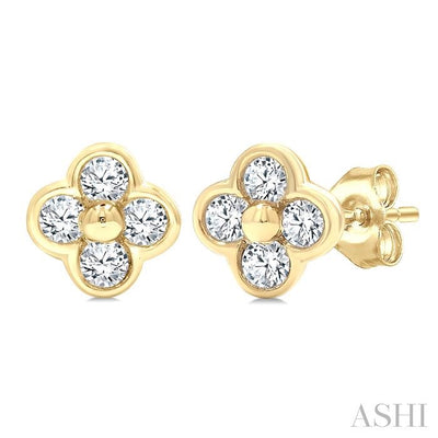 Clover Bezel Petite Diamond Fashion Earrings