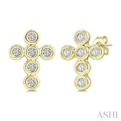 Cross Bezel Set Petite Diamond Fashion Earrings