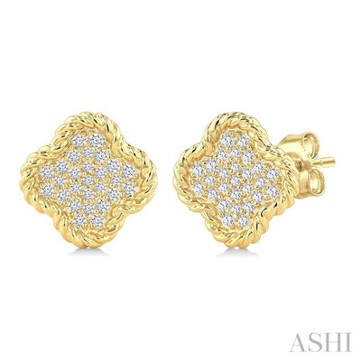 Pave-Set Clover Rope Diamond Fashion Earrings