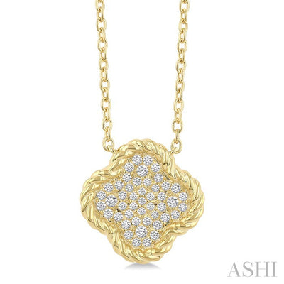 Pave-Set Clover Rope Diamond Fashion Pendant