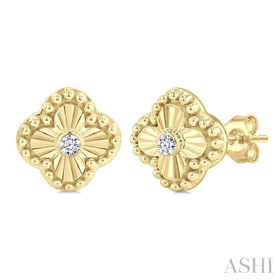 Clover Fluted Petite Diamond Fashion Earrings