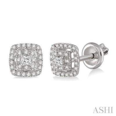 Cushion Shape Halo Diamond Fashion Earrings
