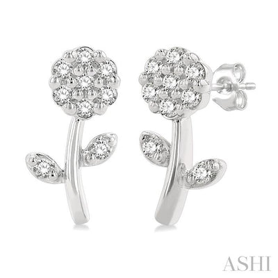 Floral Petite Diamond Fashion Earrings