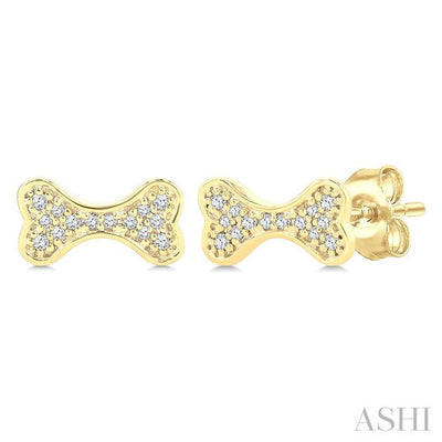 Dog Bone Petite Diamond Fashion Earrings