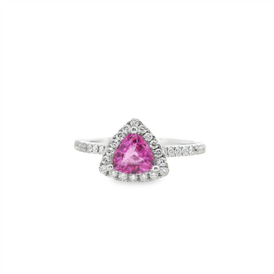 Pink Sapphire & Diamond Halo Ring