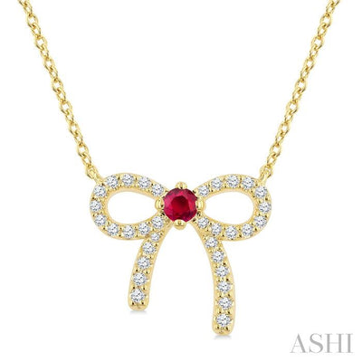 Bow Petite Gemstone Diamond Fashion Pendant