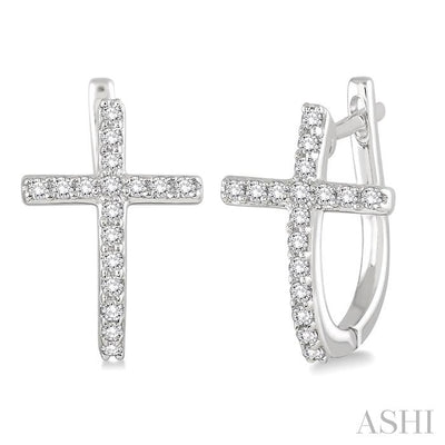 Cross Diamond Huggie Fashion Earrings