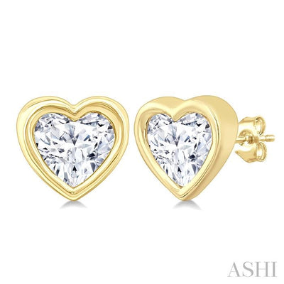 Heart Shape Bezel Set Petite Diamond Fashion Earrings