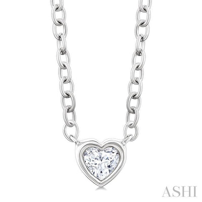 Heart Shape Bezel Set Petite Diamond Fashion Pendant