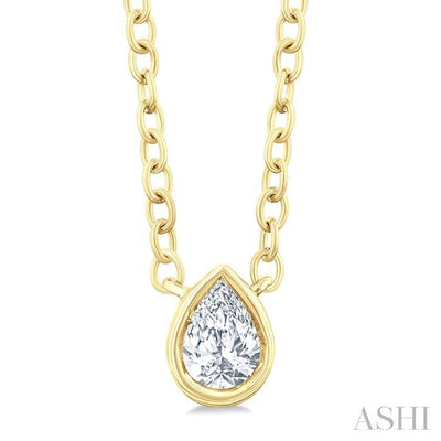 Pear Shape Bezel Set Petite Diamond Fashion Pendant