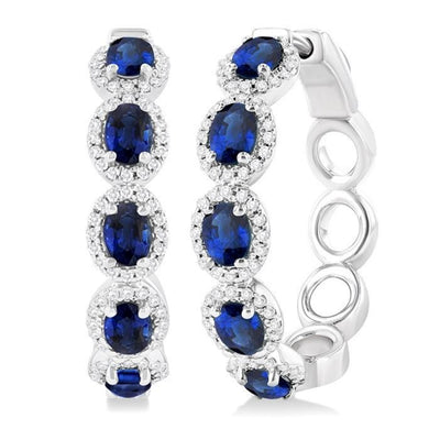 Sapphire & Diamond Halo Hoop Earrings
