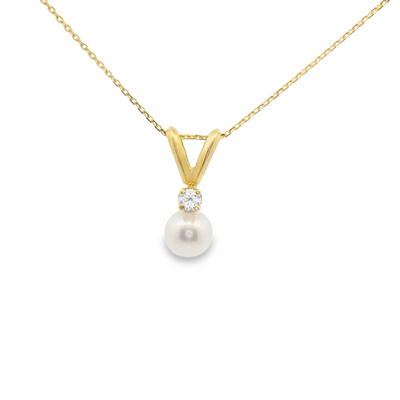 Pearl & Diamond Solitaire Pendant