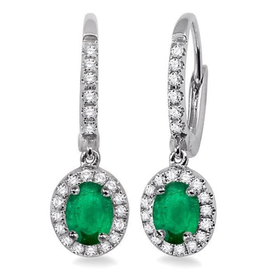 Emerald & Diamond Leverback Earrings
