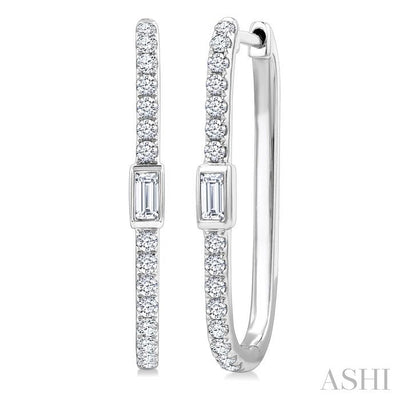 Rectangle Shape Diamond Fashion Hoop Earrings