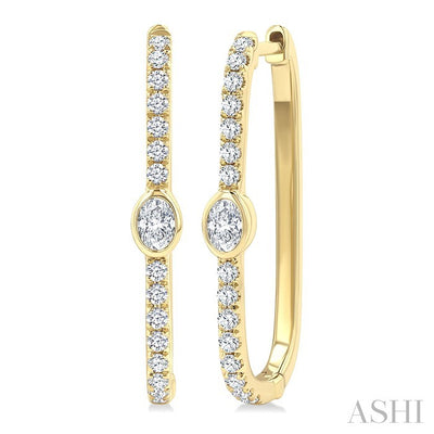 Oval Shape Diamond Fashion Hoop Earrings