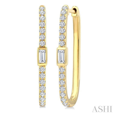 Rectangle Shape Diamond Fashion Hoop Earrings