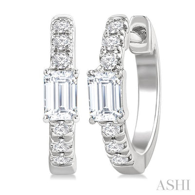 Emerald Shape Petite Diamond Fashion Huggie Earrings