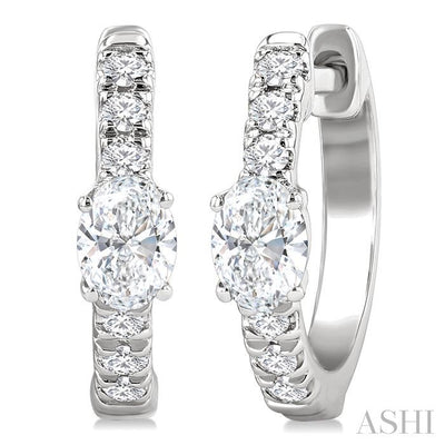 Oval Shape Petite Diamond Fashion Huggie Earrings