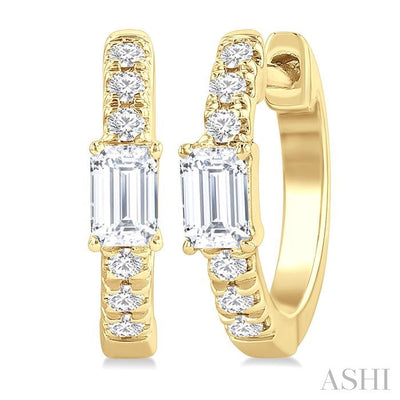 Emerald Shape Petite Diamond Fashion Huggie Earrings