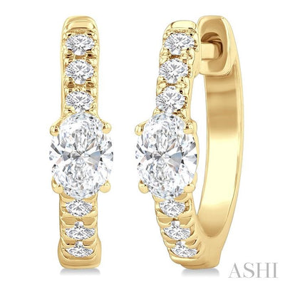 Oval Shape Petite Diamond Fashion Huggie Earrings