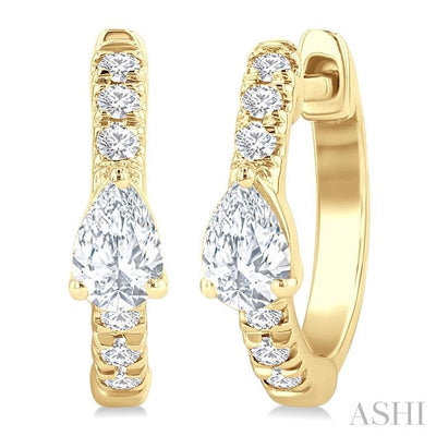Pear Shape Petite Diamond Fashion Huggie Earrings