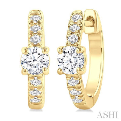 Round Shape Petite Diamond Fashion Huggie Earrings