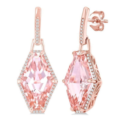 Morganite & Diamond Drop Earrings