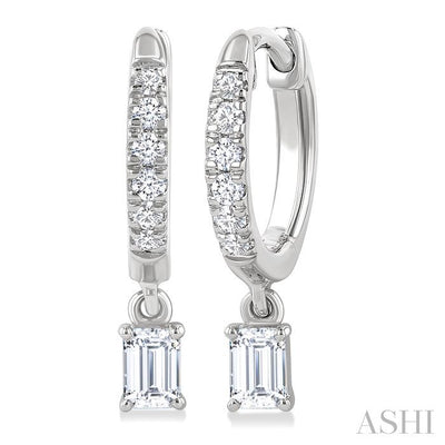 Emerald Shape Petite Diamond Fashion Huggie Earrings