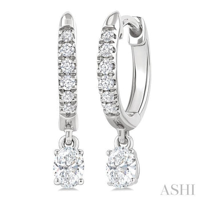 Oval Shape Petite Diamond Fashion Huggie Earrings