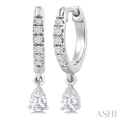 Pear Shape Petite Diamond Fashion Huggie Earrings