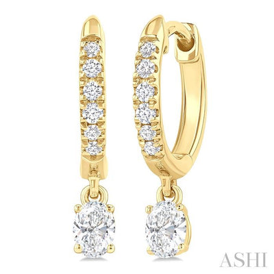 Oval Shape Petite Diamond Fashion Huggie Earrings