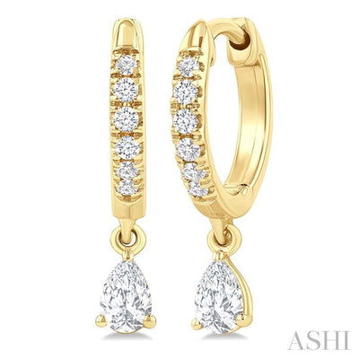 Pear Shape Petite Diamond Fashion Huggie Earrings