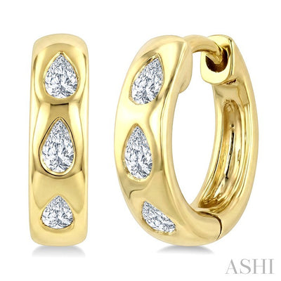 Pear Shape Petite Diamond Huggie Earrings