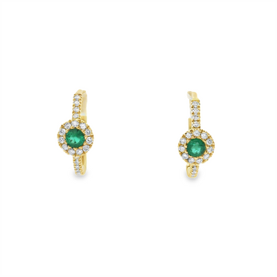 Emerald & Diamonds Huggie Hoop Earrings