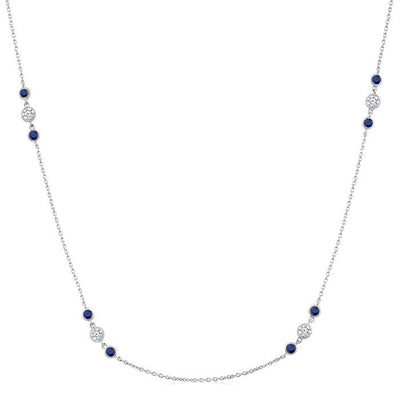 Sapphire & Diamond Station Necklace