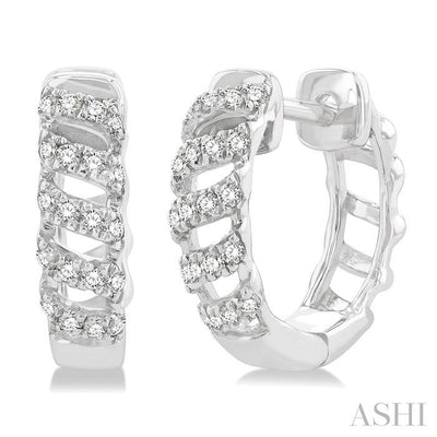 Swirl Petite Diamond Huggie Fashion Earrings