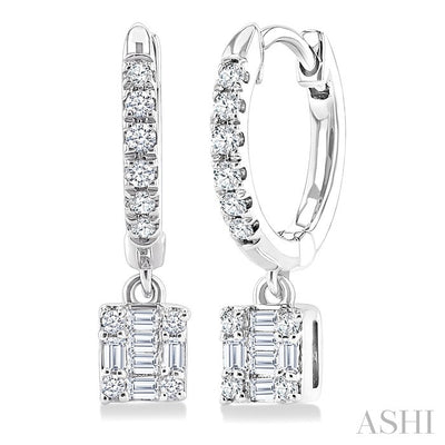Square Shape Fusion Petite Diamond Huggie Fashion Earrings