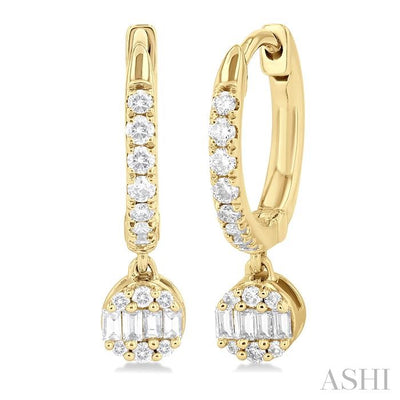 Round Shape Fusion Petite Diamond Huggie Fashion Earrings