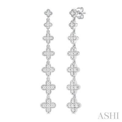 Graduated Clover Diamond Long Earrings