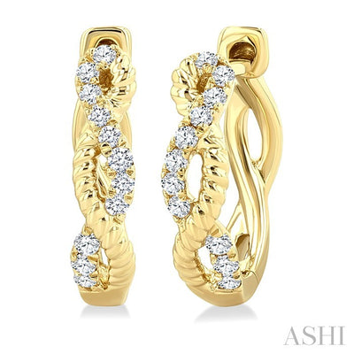 Twisted Petite Diamond Huggie Fashion Earrings