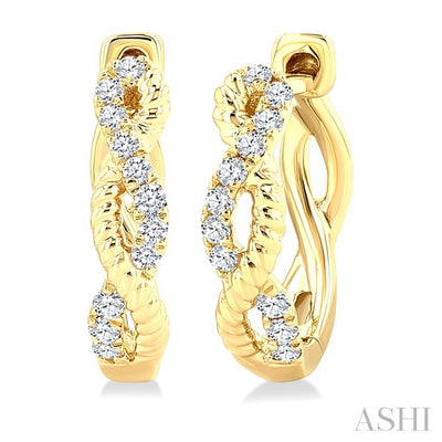 Twisted Petite Diamond Huggie Fashion Earrings