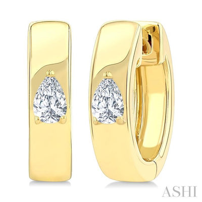 Pear Shape Petite Prong Diamond Huggie Earrings