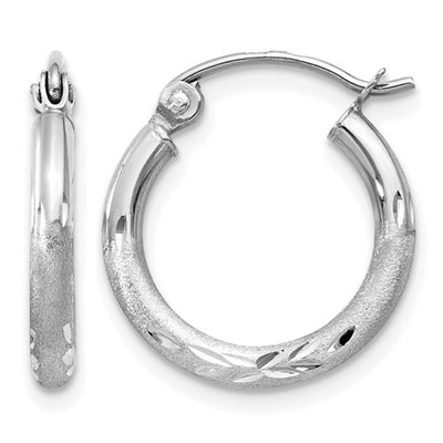 Satin & Diamond-cut Finish Hoop Earrings