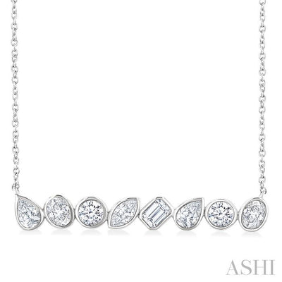 Mixed Shape Bezel Set Diamond Fashion Necklace