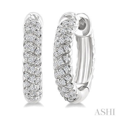 Twisted Petite Diamond Huggie Fashion Earrings
