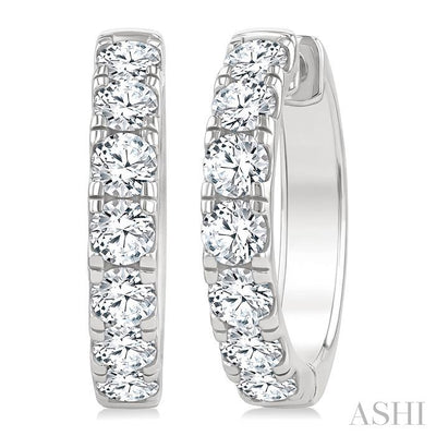 Round Shape Diamond Hoop Earrings