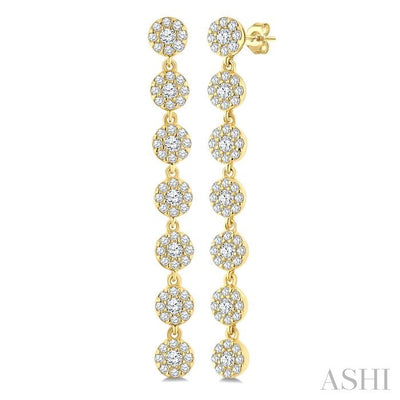 Drop Cluster Diamond Fashion Long Earrings